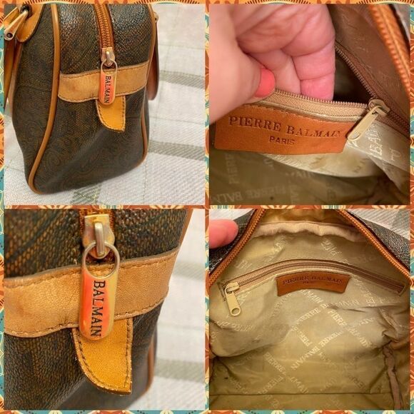 VINTAGE Pierre Balmain 3 piece set purse, wallet and makeup bag paisley Leather - Picture 7 of 14